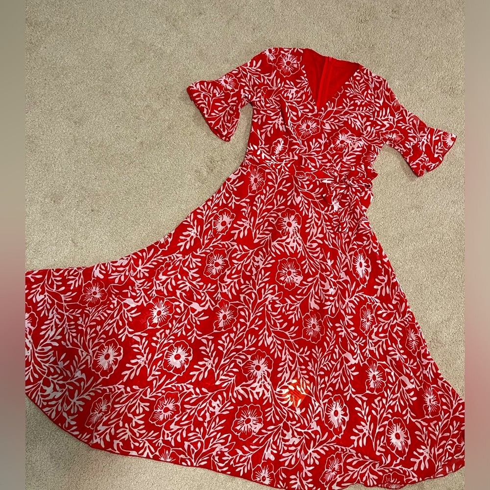 Red tropical dress unbranded size small.